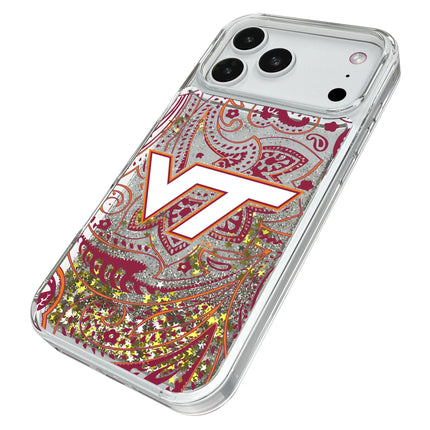 Virginia Tech Hokies Paisley Glitter Phone Case for Apple iPhone