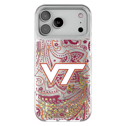 Virginia Tech Hokies Paisley Glitter Phone Case for Apple iPhone