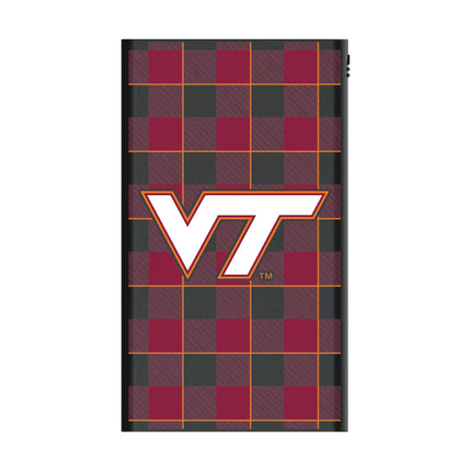 Virginia Tech Hokies Plaid 5000mAh Flat Powerbank