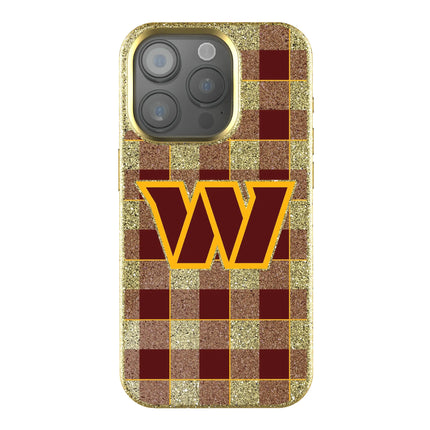 Washington Commanders Plaid Bling Phone Case for Apple iPhone