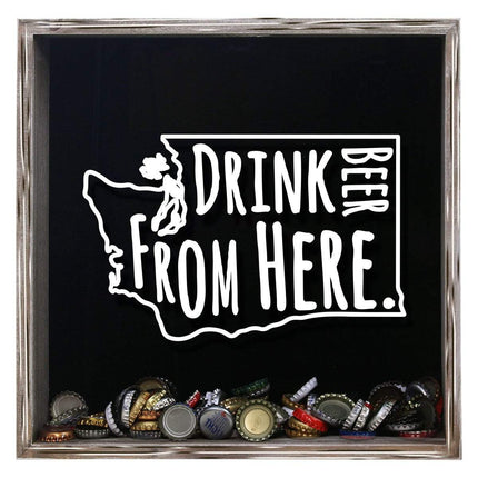 Washington Drink Beer From Here Beer Cap Shadow Box