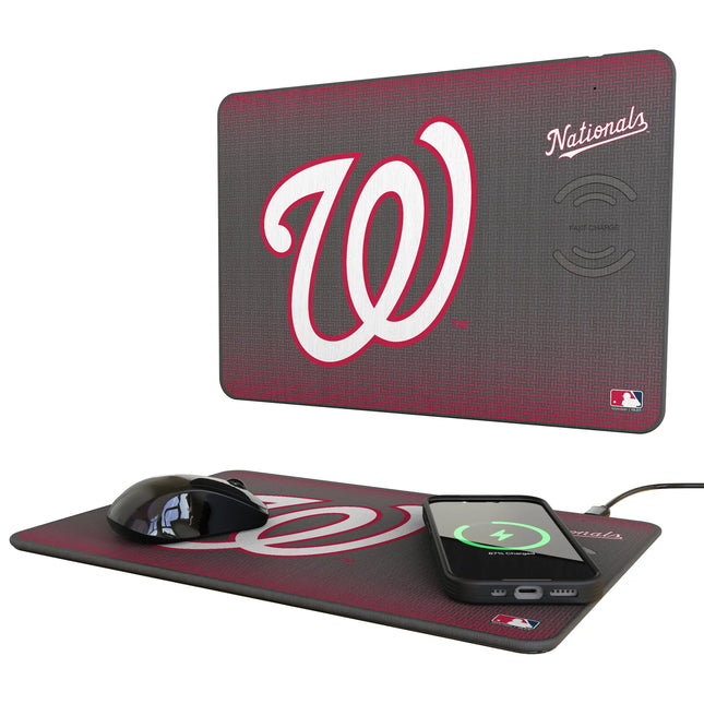 Washington Nationals Linen 15-Watt Wireless Charger and Mouse Pad