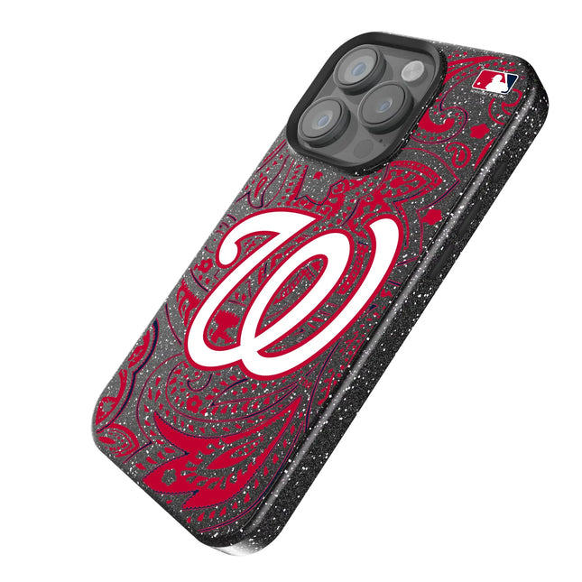 Washington Nationals Paisley Black Bling Phone Case for Apple iPhone