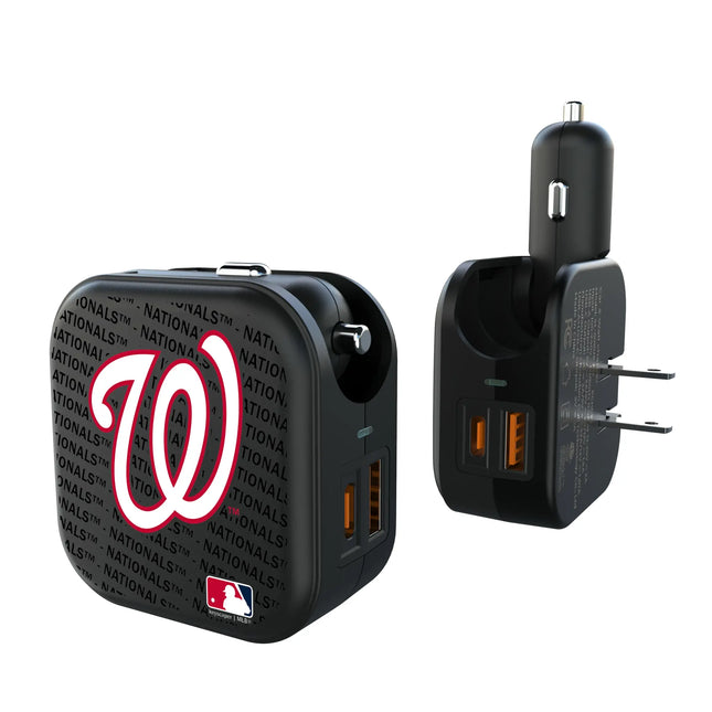Washington Nationals Text Backdrop 2 in 1 USB A/C Charger