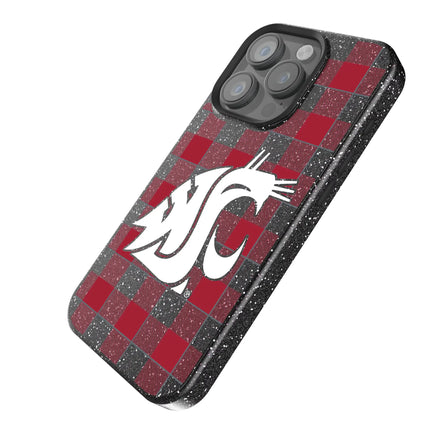 Washington State University Cougars Plaid Black Bling Phone Case for Apple iPhone