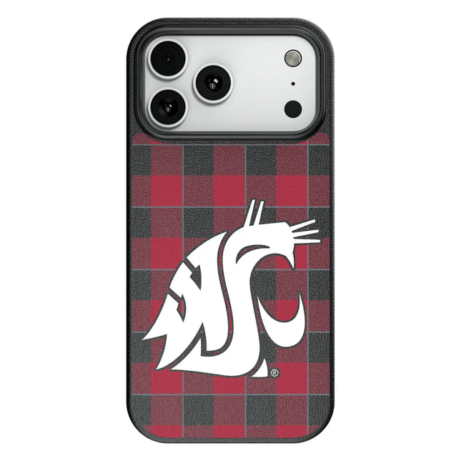 Washington State University Cougars Plaid MagSafe Compatible Phone Case for Apple iPhone