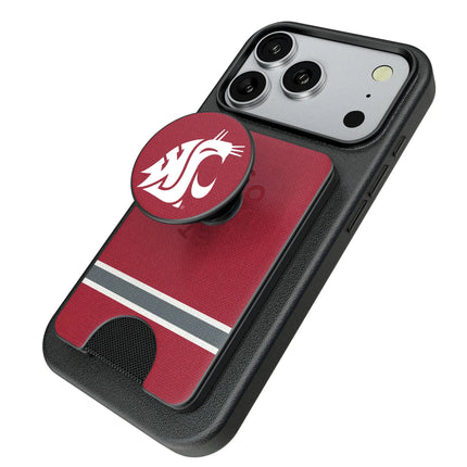 Washington State University Cougars Stripe PopSockets MagSafe-Compatible PopWallet+