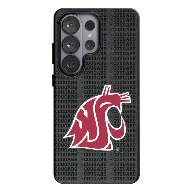Washington State University Cougars Text Backdrop MagSafe Compatible Phone Case for Samsung Galaxy