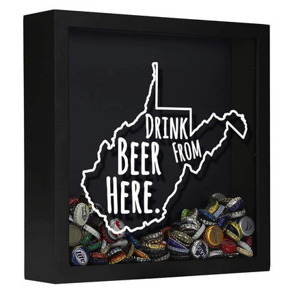 West Virginia Drink Beer From Here Beer Cap Shadow Box