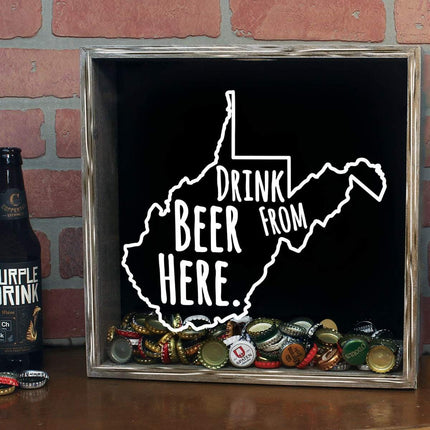 West Virginia Drink Beer From Here Beer Cap Shadow Box