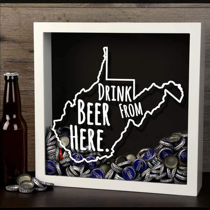 West Virginia Drink Beer From Here Beer Cap Shadow Box