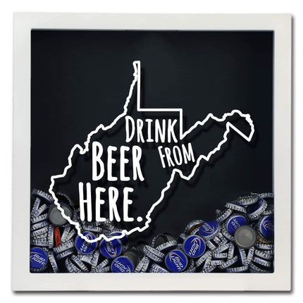 West Virginia Drink Beer From Here Beer Cap Shadow Box
