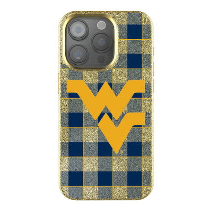 West Virginia University Mountaineers Plaid Bling Phone Case for Apple iPhone