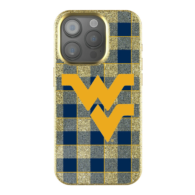 West Virginia University Mountaineers Plaid Bling Phone Case for Apple iPhone