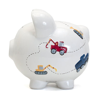 White Construction Large Piggy Bank