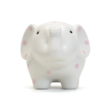 White/Pink Polka Dot Elephant Bank