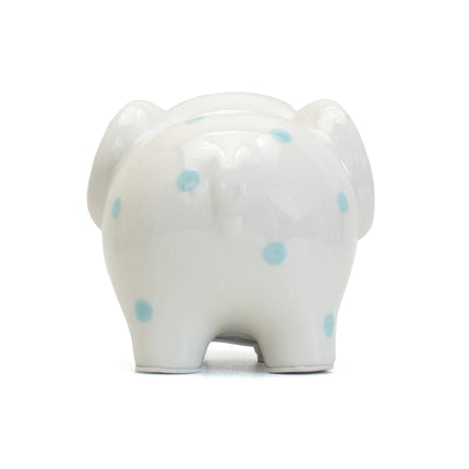 White/BlueElephant Polka Dot Bank