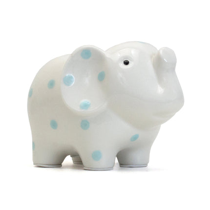 White/BlueElephant Polka Dot Bank