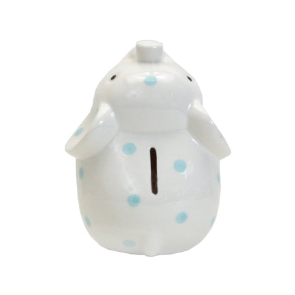White/BlueElephant Polka Dot Bank