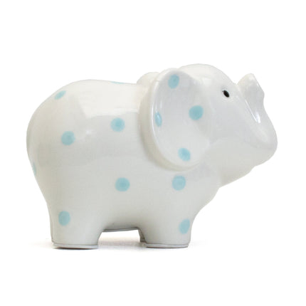 White/BlueElephant Polka Dot Bank