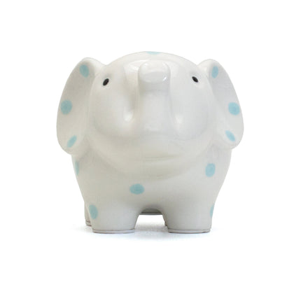 White/BlueElephant Polka Dot Bank
