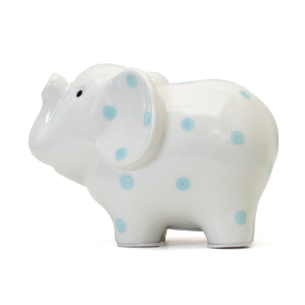 White/BlueElephant Polka Dot Bank