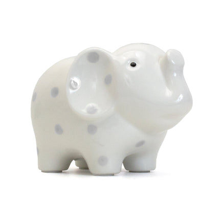 White/Gray Elephant Polka Dot Bank