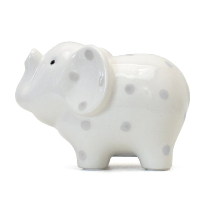 White/Gray Elephant Polka Dot Bank