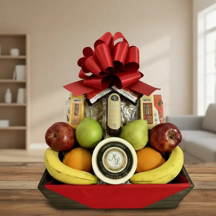 Artisan Cheese, Fresh Fruit & Gourmet Snacking Gift Basket