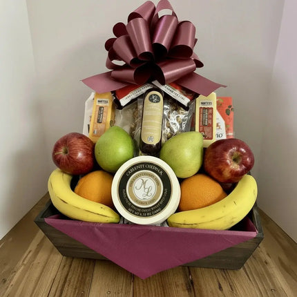 Artisan Cheese, Fresh Fruit & Gourmet Snacking Gift Basket