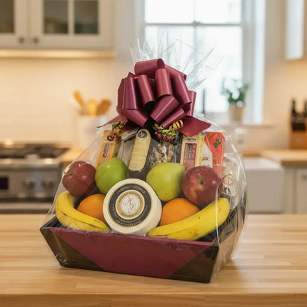 Artisan Cheese, Fresh Fruit & Gourmet Snacking Gift Basket