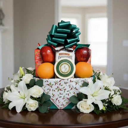 Fresh Fruit & Gourmet Snack Sympathy Gift Basket | Comfort Food Gift