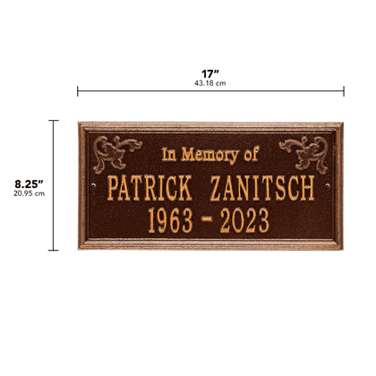 Wilmington Standard Two Line "In Memory Of" Wall Plaque