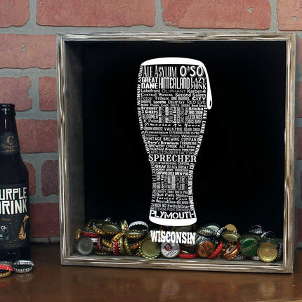 Wisconsin Beer Typography Shadow Box