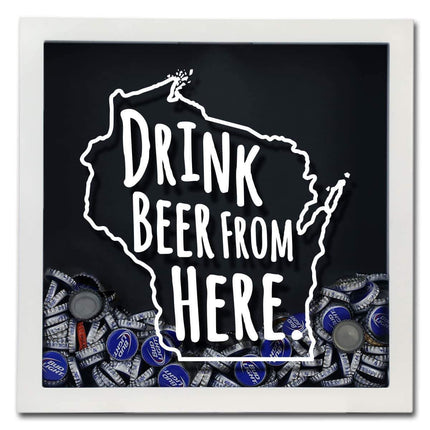 Wisconsin Drink Beer From Here Beer Cap Shadow Box