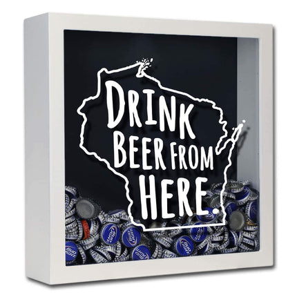 Wisconsin Drink Beer From Here Beer Cap Shadow Box