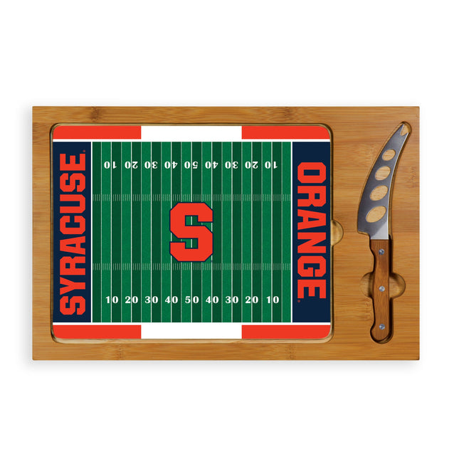 Syracuse Orange Football Field Glass Top Cutting Board & Knife Set