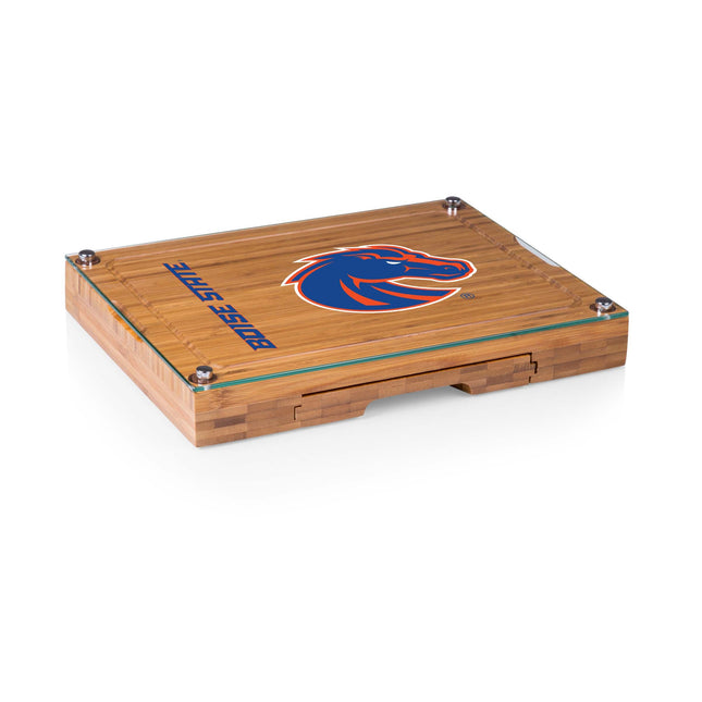 Boise St Broncos Concerto Glass Top Cheese Cutting Board & Tools Set