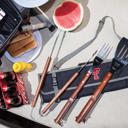 Texas Tech Red Raiders - 3-Piece BBQ Tote & Grill Set