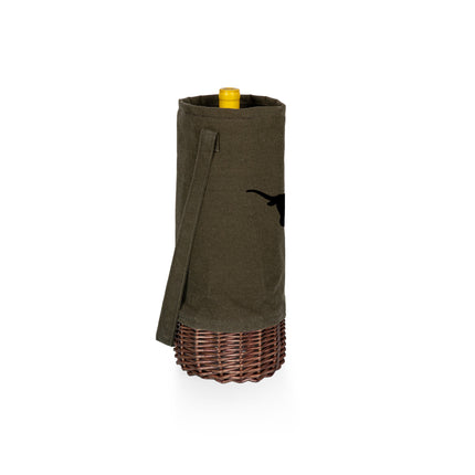 Texas Longhorns Malbec Insulated Canvas and Willow Wine Bottle Basket