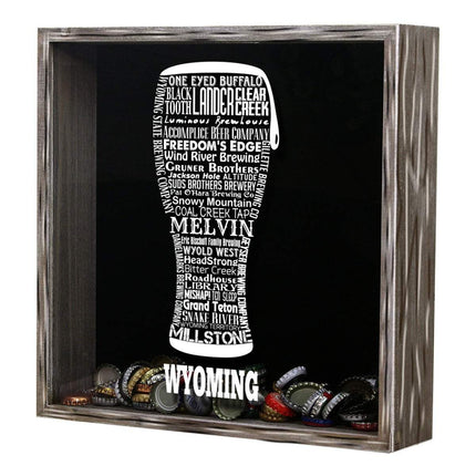 Wyoming Beer Typography Shadow Box