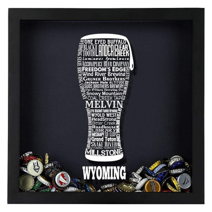 Wyoming Beer Typography Shadow Box