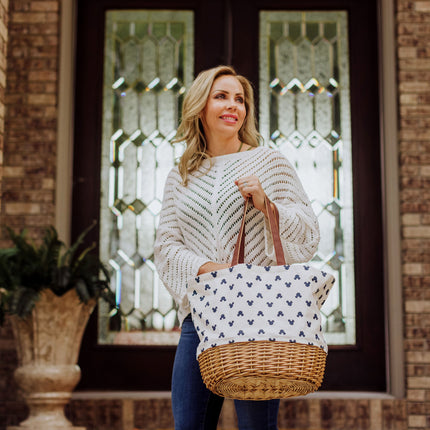 Mickey Mouse Silhouette - Coronado Canvas and Willow Basket Tote