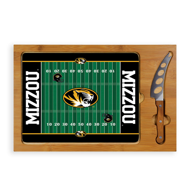 Mizzou Tigers Football Field Icon Glass Top Cutting Board & Knife Set