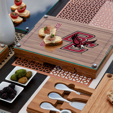 Boston College Eagles Glass Top Cheese Cutting Board & Tools Set