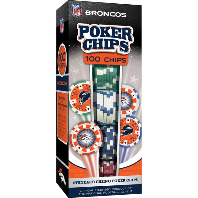 Denver Broncos 100 Piece Poker Chips