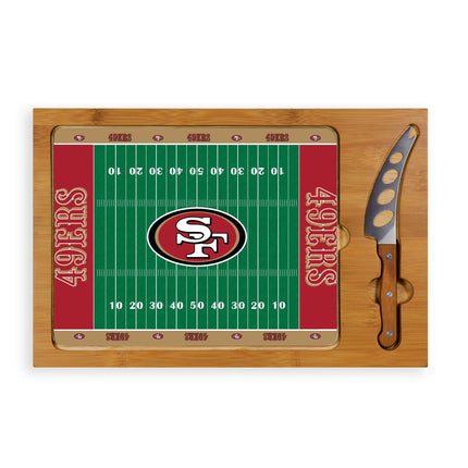 San Francisco 49ers Football Field - Icon Glass Top Cutting Board & Knife Set