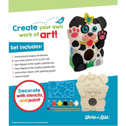 Playful Puppy Birdhouse Wood Craft & Paint Kit