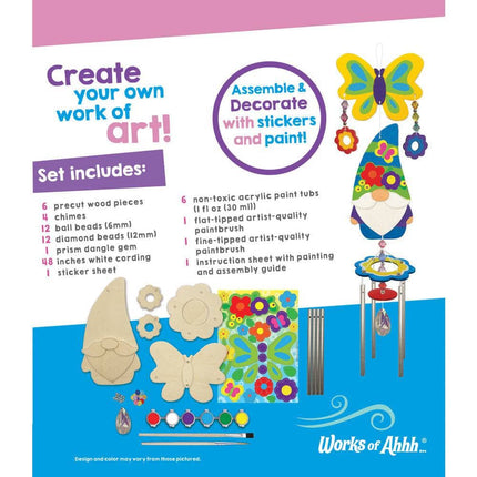 Gnome Garden Wind Chime Wood Craft & Paint Kit