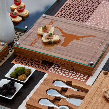 Texas Longhorns - Concerto Glass Top Cheese Cutting Board & Tools Set